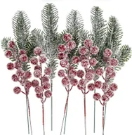 Zabawki kreatywne - Szronione gałązki dekoracyjne z owocami 26cm 10szt - miniaturka - grafika 1