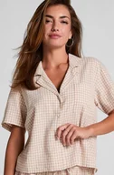 Biustonosze - Hunkemöller Bluza lniana w kratę Biały - miniaturka - grafika 1