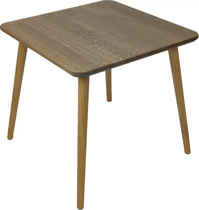 Stolik drewniany, dębowy. Kwadratowy stolik kawowy Ash Grey, Wykończenie nogi - Dąb olejowany, Wysokość [cm] - 34, Wymiary [cm] - 60x60