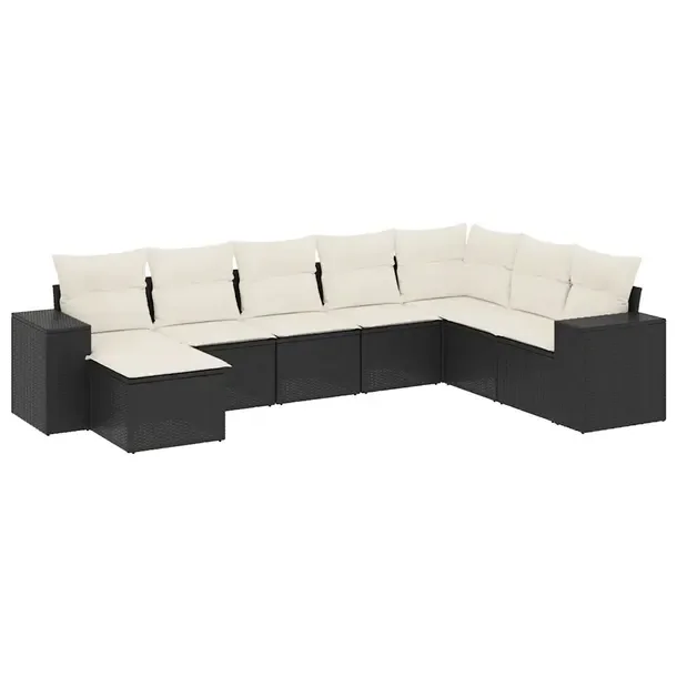 Modułowy zestaw wypoczynkowy z rattanem PE, czarny, wymiary: 62x62x69 cm