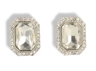 Kolczyki - Klipsy do uszu srebrne z kryształem - miniaturka - grafika 1