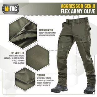 M-Tac - Spodnie taktyczne Aggressor Gen.II Flex - Ripstop - Army Olive - 20058062 - Odzież taktyczna i umundurowanie - miniaturka - grafika 2