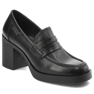 Czarne Półbuty Nessi Gustowne Buty Na Obcasie - Półbuty damskie - miniaturka - grafika 1