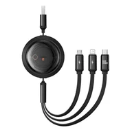 Kable USB - Kabel 3w1 Baseus Free2Draw USB do M+L+C 100W, 1,1 m (czarny) - miniaturka - grafika 1