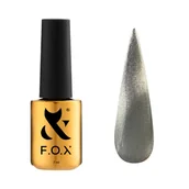 Lakiery hybrydowe - Lakier hybrydowy F.O.X Cat Eye Crystalline 001 7ml srebrny efekt kociego oka - miniaturka - grafika 1