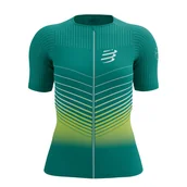 Koszulki sportowe damskie - COMPRESSPORT Triathlonowa koszulka kompresyjna damska TRI POSTURAL SS TOP columbia/primerosa - miniaturka - grafika 1