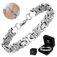 Bransolety męskie - Srebrna Bransoletka Męska Premium Bransoleta Pancerka Królewski Prezent - miniaturka - grafika 1