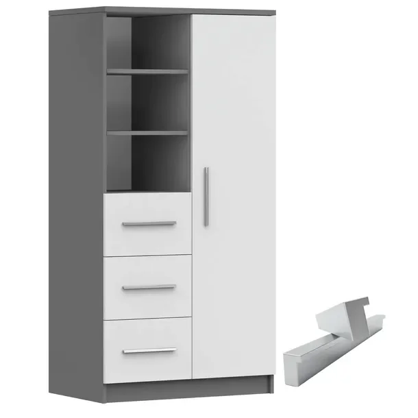 SYSTEM OMEGA 05 REGAŁ 80 SZARY/BIAŁY meble młodzieżowe dziecięce PRODUCENT