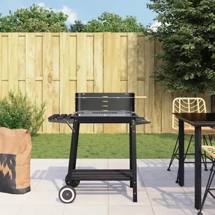 VidaXL Grill węglowy na kółkach, czarny, stalowy - Grille - miniaturka - grafika 1
