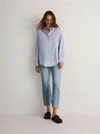 Spodnie damskie - Reserved - Jeansy mini flare z wysokim stanem - niebieski - miniaturka - grafika 1