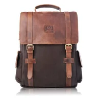 Plecaki - Brązowy Pojemny duży męski plecak na laptopa skóra naturalna bardzo mocny - miniaturka - grafika 1