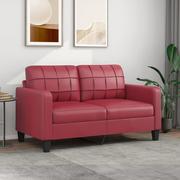 Sofy i kanapy - vidaXL 2-osobowa sofa, winna czerwień, 140 cm, sztuczna skóra - miniaturka - grafika 1