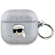 Akcesoria do słuchawek - Etui na słuchawki KARL LAGERFELD Monogram Karl Head do Apple AirPods 4 Srebrny - miniaturka - grafika 1