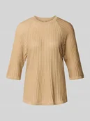 Swetry damskie - Sweter z dzianiny z prążkowanymi wykończeniami model ‘VIOLETTA’ - miniaturka - grafika 1