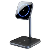 Stacje dokujące do telefonów - Acefast bezprzewodowa ładowarka Qi 15W do iPhone (z MagSafe) i Apple AirPods stojak podstawka uchwyt magnetyczny czarny (E1 black) - miniaturka - grafika 1