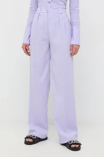Patrizia Pepe spodnie damskie kolor fioletowy proste high waist - Spodnie damskie - miniaturka - grafika 1