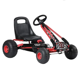 Gokart na pedały dla dzieci jeździk dźwignia regulacja siedzenia czerwony - Jeździki dla dzieci - miniaturka - grafika 1