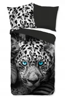 Pościel dla dzieci - Pościel dżungla biała pantera 140x200 czarna mikrofibra młodzieżowa - miniaturka - grafika 1