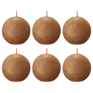 Bolsius Rustykalne świece kule Shine, 6 szt., 76x190 mm, korzenny brąz Sfeerpunt - Świece - miniaturka - grafika 1