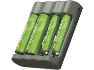 Ładowarki i akumulatory - Ładowarka akumulatorów NiMH GP B441 + 2 akumulatory AA 1300 mAh AAA 650 Szary - miniaturka - grafika 1