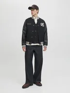 Swetry męskie - Jack & Jones Męski kardigan Mężczyźni Sztuczne włókno czarny jednolity, S - miniaturka - grafika 1