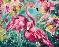 Malowanie po numerach - Artnapi 40x50cm Zestaw Do Malowania Po Numerach - Flamingi W Kwiatach Malowanie Po Numerach - Na Drewnianej Ramie - miniaturka - grafika 1