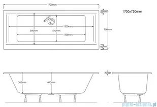 Schedpol Schedline Vella 2.0 wanna prostokątna 170x75 cm 3WSP.V2P-17075 | - Wanny z hydromasażem - miniaturka - grafika 2