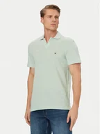 Koszulki męskie - Tommy Hilfiger Polo Textured Oxford Pique MW0MW38482 Zielony jasny Regular Fit - miniaturka - grafika 1