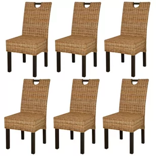 Krzesła do jadalni, 6 szt., rattan Kubu i drewno mango - Krzesła - miniaturka - grafika 1