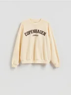 Bluzy damskie - Reserved - Bluza z haftowanym napisem - jasnożółty - miniaturka - grafika 1