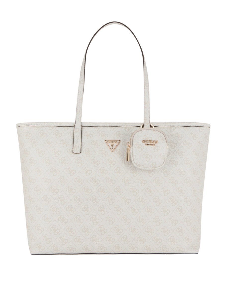 GUESS Kremowa shopperka damska Power Play II w monogram