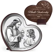 Pamiątka Pierwszej Komunii Świętej - Obrazek w kształcie serca z nadrukiem dla dziewczynki na komunię - miniaturka - grafika 1