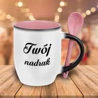Kubki - Kubek magiczny różowym wnętrzem i z łyżeczką z Twoim nadrukiem - miniaturka - grafika 1