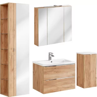 Zestaw Mebli do Łazienki Set 80 cm Capri Oak Comad Dąb Craft Złoty - Meble łazienkowe - miniaturka - grafika 1
