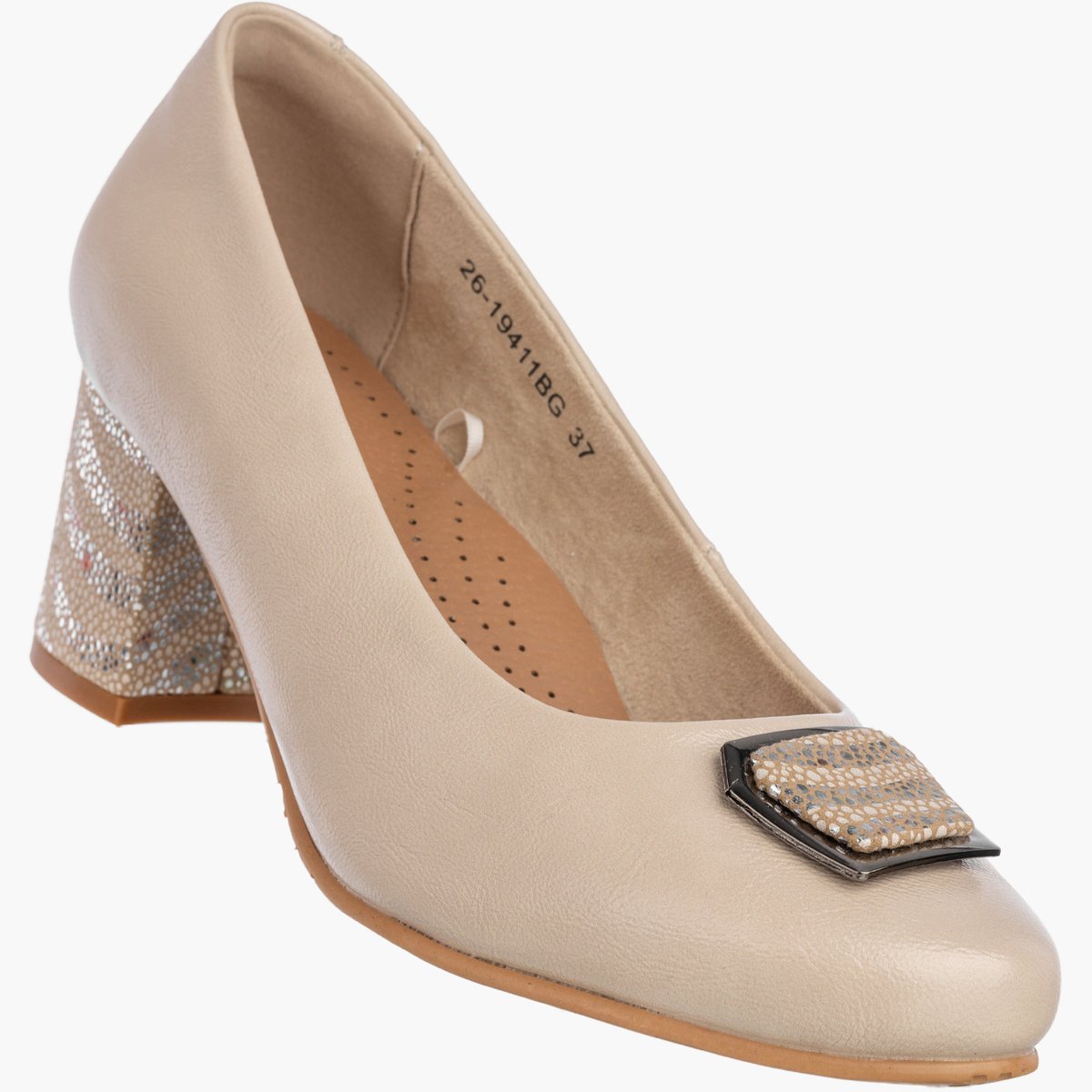 Czółenka Damskie Skórzane Buty Na Słupku Klasyczne Beżowe Potocki 26-19411 40