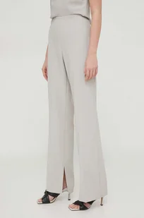 Calvin Klein spodnie damskie kolor szary proste high waist - Spodnie damskie - miniaturka - grafika 1