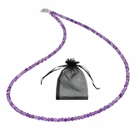 Naszyjniki - Naszyjnik Naturalny Ametyst Kwarc Fioletowy fasetowany 2mm Sreb 925 dł 45cm - miniaturka - grafika 1