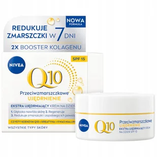 NIVEA Q10 PRZECIWZMARSZCZKOWY + UJĘDRNIENIE KREM NA DZIEŃ SPF15 50 ml - Kremy do twarzy NIVEA Q10 PRZECIWZMARSZCZKOWY + UJĘDRNIENIE KREM NA DZIEŃ SPF15 50 ml - Kremy do twarzy - miniaturka - grafika 1