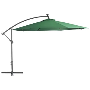 vidaXL Parasol wiszący z LED i metalową rurą, 350 cm, zielony - Parasole ogrodowe - miniaturka - grafika 9