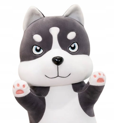 2 x DŁUGI CZARNY PIES HUSKY PODUSZKA MASKOTKA DLA DZIECI PLUSZAK 110 cm