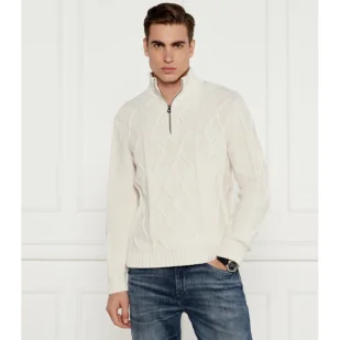 GUESS Sweter DIAMOND CABLE Regular Fit z dodatkiem wełny - Swetry męskie - miniaturka - grafika 1