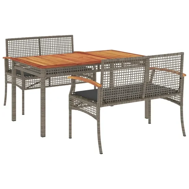 Zestaw mebli ogrodowych szary 140 x 80 x 75 cm, ławki 108 x 57 x 85 cm