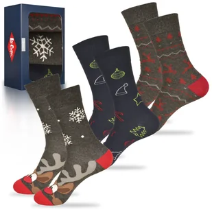 Lee Cooper Świąteczne Skarpety Męskie Renifer 3 Sztuki Na Prezent R. 43-46 - Skarpetki męskie - miniaturka - grafika 1