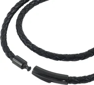 Naszyjniki męskie - König Design skórzany naszyjnik skórzany pasek skórzana bransoletka 3 mm męski naszyjnik 17 cm - 100 cm pleciony, długość: 25 centymetrów, kolor: czarny - miniaturka - grafika 1