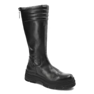 Kozaki damskie - Czarne Kozaki Marco Tozzi Wygodne Skórzane Buty Damskie - miniaturka - grafika 1