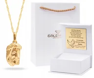 Biżuteria dla dzieci - ZŁOTY KOMPLET KOMUNIA CHRZCINY MEDALIK ŁAŃCUSZEK - miniaturka - grafika 1
