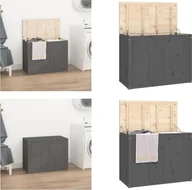 Kosze na bieliznę - vidaXL Skrzynia na pranie szara 88,5x44x66 cm lite drewno sosnowe - Skrzynia na pranie - Skrzynia na pranie - Skrzynia na pranie - Kosz na pranie - miniaturka - grafika 1