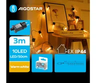 Lampy ogrodowe - Aigostar - Zewnętrzny łańcuch dekoracyjny LED 10xLED/3m IP44 ciepła biel - miniaturka - grafika 1
