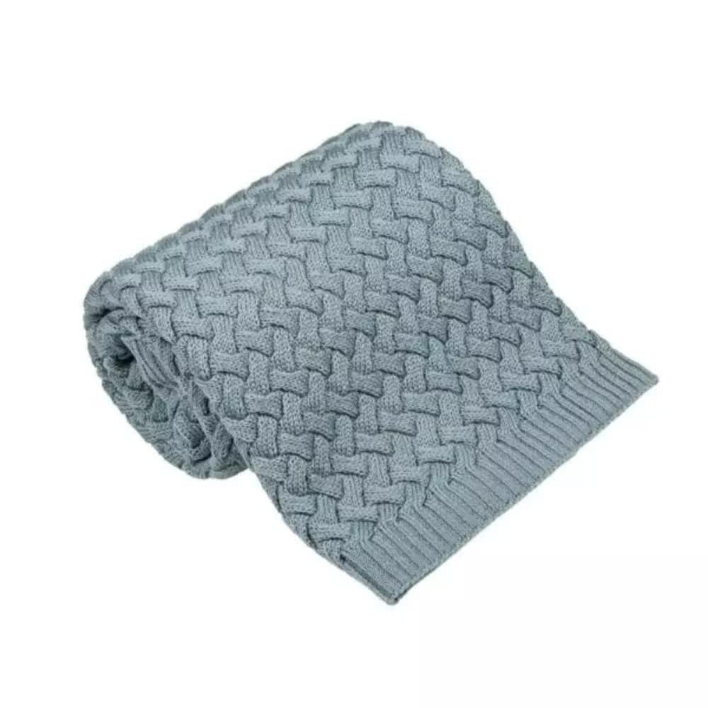 Kocyk z Wełny Merino Plecionka 75x100 Zielony (Sage)