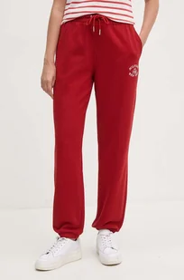 Tommy Hilfiger spodnie dresowe kolor bordowy z aplikacją WW0WW42584 - Spodnie damskie - miniaturka - grafika 1